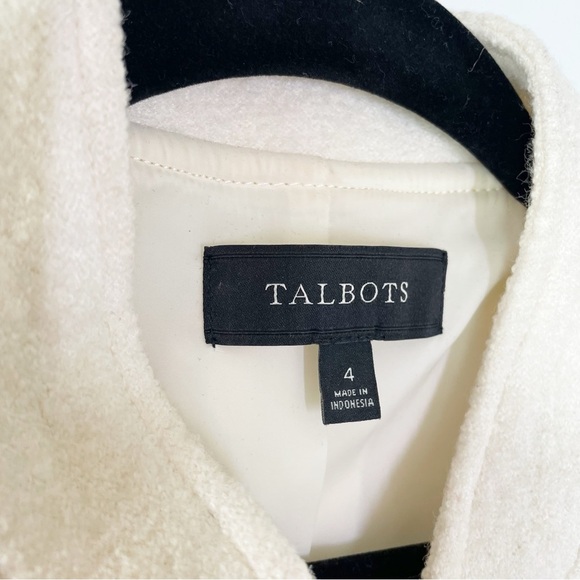 Talbots Wool Blend Blazer Button Front Mock Collar Ivory Women’s Size 4 - Picture 5 of 7